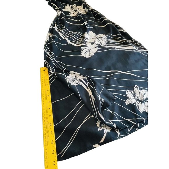 R & K Black Long Tie Back Women size 6 rayon Black Tropical Sequin Beads - Picture 13 of 15